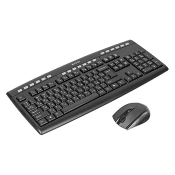 Комплект (клавиатура+мышь) A4 9200F, USB 2.0, беспроводной, черный