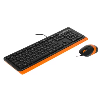 Комплект (клавиатура+мышь) A4 F1010, USB, проводной, черный и оранжевый [f1010 orange]
