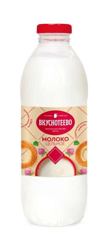 БЗМЖ Молоко пастер Вкуснотеево цельное 3,5-6% 900г пэт