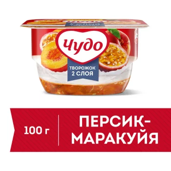 БЗМЖ Десерт твор Чудо творожок персик/маракуйя 4,2% 100г