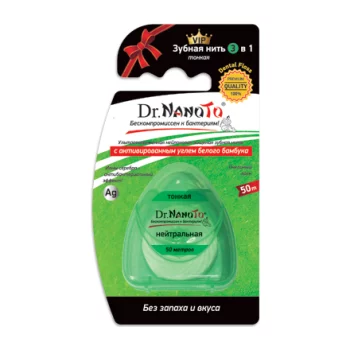 Dr.NanoTo, Зубная нить без запаха 3 в 1, тонкая, 50 м